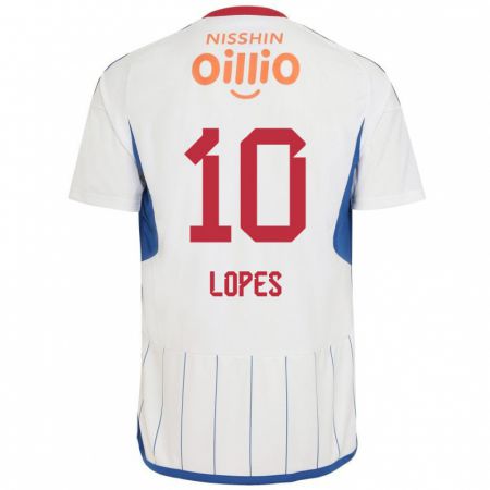 Kandiny Bambino Maglia Anderson Lopes #10 Bianco Blu Rosso Kit Gara Away 2024/25 Maglietta