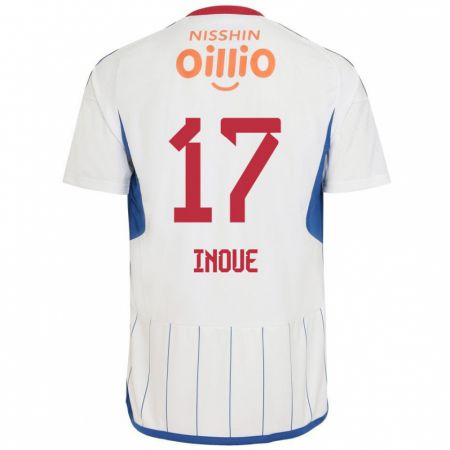 Kandiny Bambino Maglia Kenta Inoue #17 Bianco Blu Rosso Kit Gara Away 2024/25 Maglietta