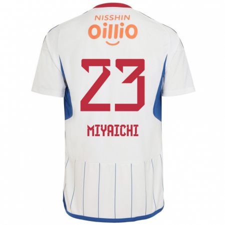 Kandiny Bambino Maglia Ryo Miyaichi #23 Bianco Blu Rosso Kit Gara Away 2024/25 Maglietta