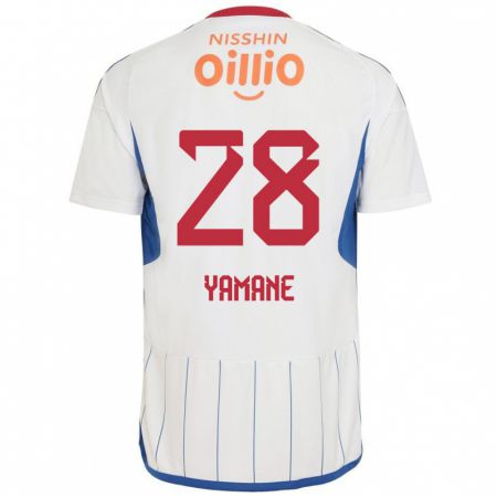 Kandiny Bambino Maglia Riku Yamane #28 Bianco Blu Rosso Kit Gara Away 2024/25 Maglietta