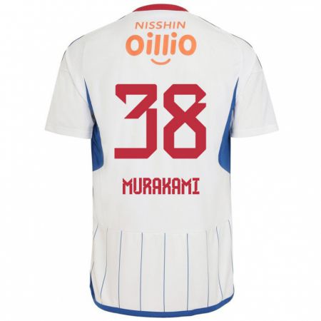 Kandiny Bambino Maglia Yuhi Murakami #38 Bianco Blu Rosso Kit Gara Away 2024/25 Maglietta