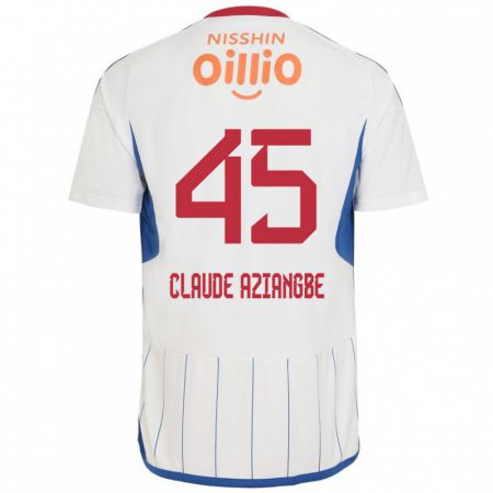 Kandiny Bambino Maglia Jean Claude Aziangbe #45 Bianco Blu Rosso Kit Gara Away 2024/25 Maglietta