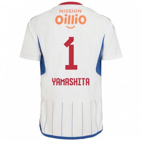 Kandiny Bambino Maglia Shoma Yamashita #1 Bianco Blu Rosso Kit Gara Away 2024/25 Maglietta