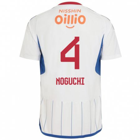 Kandiny Bambino Maglia Reno Noguchi #4 Bianco Blu Rosso Kit Gara Away 2024/25 Maglietta