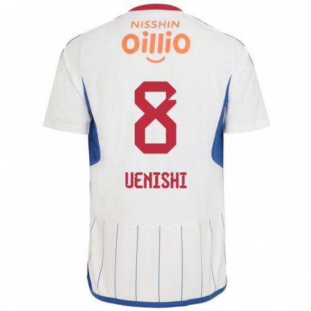 Kandiny Bambino Maglia Haruki Uenishi #8 Bianco Blu Rosso Kit Gara Away 2024/25 Maglietta