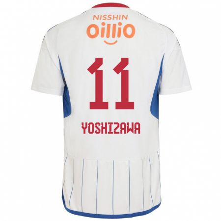 Kandiny Bambino Maglia Mirai Yoshizawa #11 Bianco Blu Rosso Kit Gara Away 2024/25 Maglietta