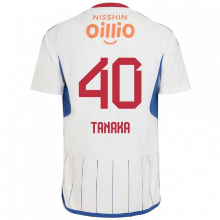 Kandiny Bambino Maglia Hiei Tanaka #40 Bianco Blu Rosso Kit Gara Away 2024/25 Maglietta