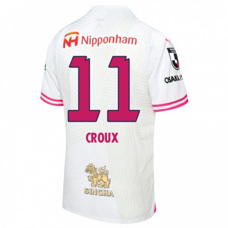 Kandiny Bambino Maglia Jordy Croux #11 Bianco Rosa Kit Gara Away 2024/25 Maglietta