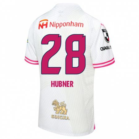 Kandiny Bambino Maglia Justin Hubner #28 Bianco Rosa Kit Gara Away 2024/25 Maglietta