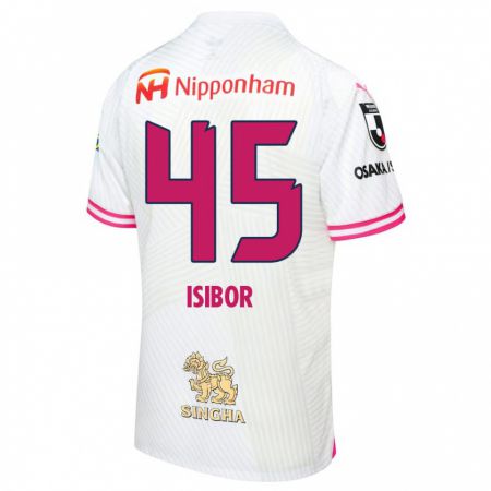 Kandiny Bambino Maglia Ken Isibor #45 Bianco Rosa Kit Gara Away 2024/25 Maglietta