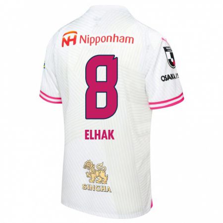 Kandiny Bambino Maglia Akuro Elhak #8 Bianco Rosa Kit Gara Away 2024/25 Maglietta