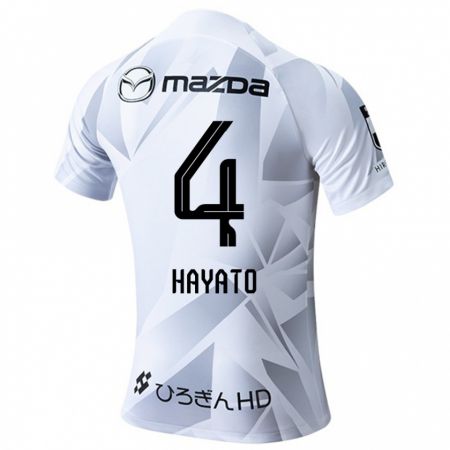 Kandiny Bambino Maglia Hayato Araki #4 Bianco Grigio Nero Kit Gara Away 2024/25 Maglietta