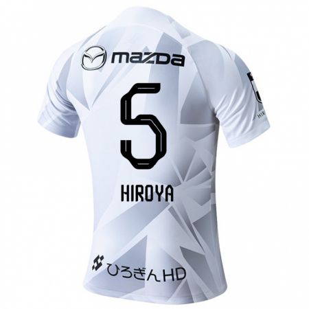 Kandiny Bambino Maglia Hiroya Matsumoto #5 Bianco Grigio Nero Kit Gara Away 2024/25 Maglietta