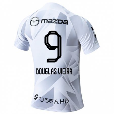 Kandiny Bambino Maglia Douglas Vieira #9 Bianco Grigio Nero Kit Gara Away 2024/25 Maglietta