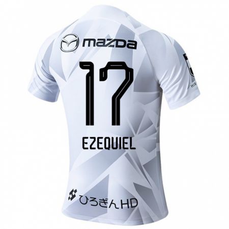 Kandiny Bambino Maglia Ezequiel #17 Bianco Grigio Nero Kit Gara Away 2024/25 Maglietta