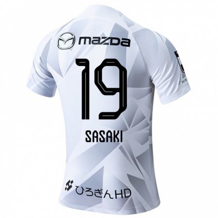 Kandiny Bambino Maglia Sho Sasaki #19 Bianco Grigio Nero Kit Gara Away 2024/25 Maglietta