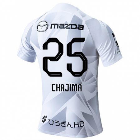 Kandiny Bambino Maglia Yusuke Chajima #25 Bianco Grigio Nero Kit Gara Away 2024/25 Maglietta