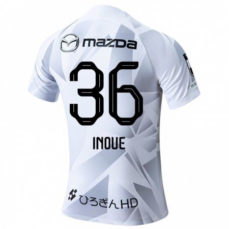 Kandiny Bambino Maglia Aren Inoue #36 Bianco Grigio Nero Kit Gara Away 2024/25 Maglietta