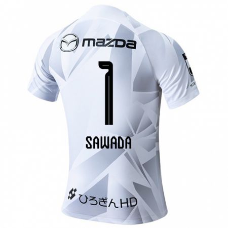 Kandiny Bambino Maglia Shunsuke Sawada #1 Bianco Grigio Nero Kit Gara Away 2024/25 Maglietta