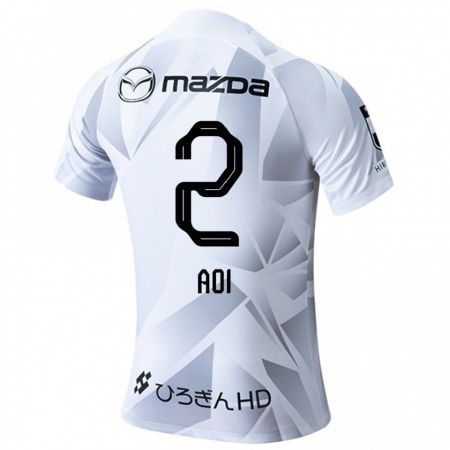 Kandiny Bambino Maglia Yutaro Aoi #2 Bianco Grigio Nero Kit Gara Away 2024/25 Maglietta