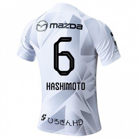 Kandiny Bambino Maglia Hinata Hashimoto #6 Bianco Grigio Nero Kit Gara Away 2024/25 Maglietta