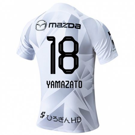 Kandiny Bambino Maglia Kenshin Yamazato #18 Bianco Grigio Nero Kit Gara Away 2024/25 Maglietta