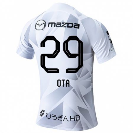 Kandiny Bambino Maglia Hiroto Ota #29 Bianco Grigio Nero Kit Gara Away 2024/25 Maglietta