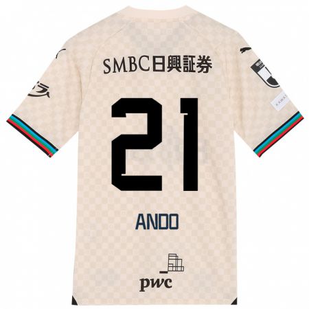 Kandiny Bambino Maglia Shunsuke Ando #21 Bianco Grigio Kit Gara Away 2024/25 Maglietta