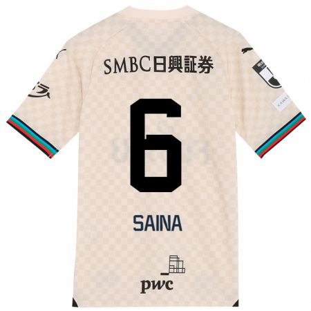 Kandiny Bambino Maglia Yuta Saina #6 Bianco Grigio Kit Gara Away 2024/25 Maglietta