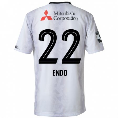 Kandiny Niño Camiseta Keita Endo #22 Blanco Negro 2ª Equipación 2024/25 La Camisa