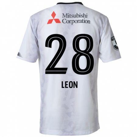 Kandiny Bambino Maglia Leon Nozawa #28 Bianco Nero Kit Gara Away 2024/25 Maglietta