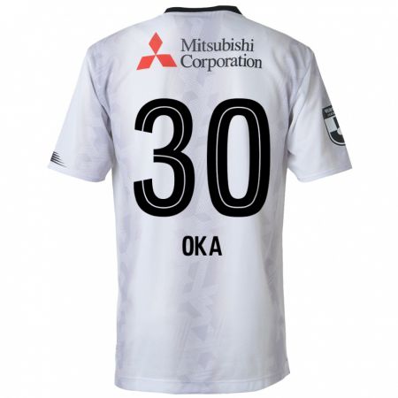 Kandiny Bambino Maglia Teppei Oka #30 Bianco Nero Kit Gara Away 2024/25 Maglietta