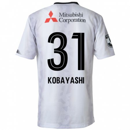 Kandiny Bambino Maglia Masataka Kobayashi #31 Bianco Nero Kit Gara Away 2024/25 Maglietta