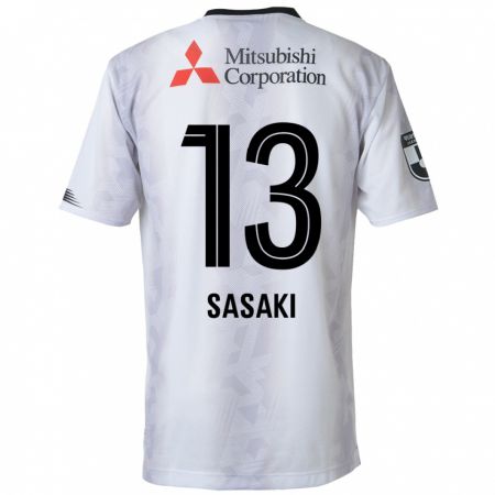 Kandiny Bambino Maglia Shoei Sasaki #13 Bianco Nero Kit Gara Away 2024/25 Maglietta