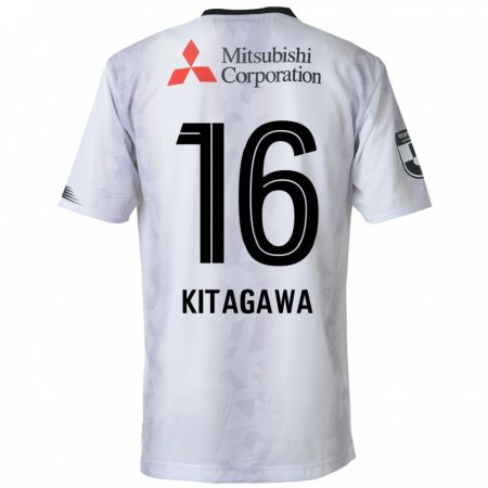 Kandiny Bambino Maglia Rento Kitagawa #16 Bianco Nero Kit Gara Away 2024/25 Maglietta