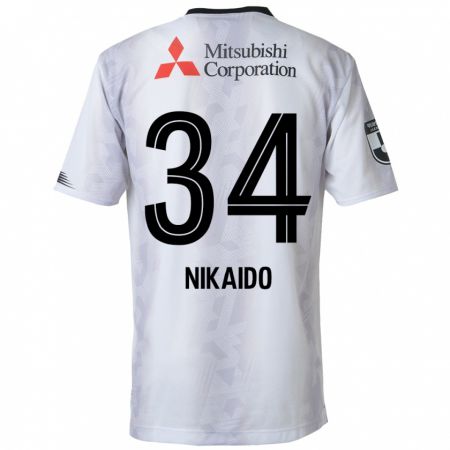 Kandiny Bambino Maglia Rintaro Nikaido #34 Bianco Nero Kit Gara Away 2024/25 Maglietta