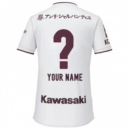 Kandiny Bambino Maglia Il Tuo Nome #0 Bianco Rosso Kit Gara Away 2024/25 Maglietta