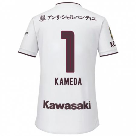 Kandiny Bambino Maglia Taiga Kameda #1 Bianco Rosso Kit Gara Away 2024/25 Maglietta