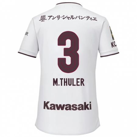 Kandiny Bambino Maglia Thuler #3 Bianco Rosso Kit Gara Away 2024/25 Maglietta