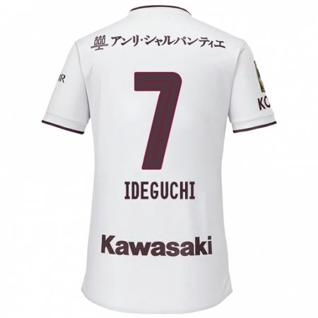 Kandiny Bambino Maglia Yosuke Ideguchi #7 Bianco Rosso Kit Gara Away 2024/25 Maglietta