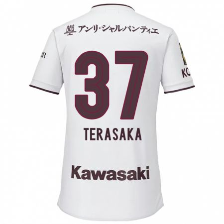 Kandiny Bambino Maglia Shogo Terasaka #37 Bianco Rosso Kit Gara Away 2024/25 Maglietta