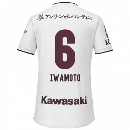 Kandiny Bambino Maglia Yuan Iwamoto #6 Bianco Rosso Kit Gara Away 2024/25 Maglietta