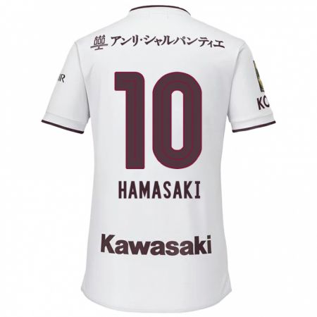 Kandiny Kinderen Kento Hamasaki #10 Wit Rood Uitshirt Uittenue 2024/25 T-Shirt