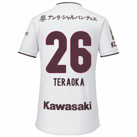 Kandiny Bambino Maglia Yuma Teraoka #26 Bianco Rosso Kit Gara Away 2024/25 Maglietta