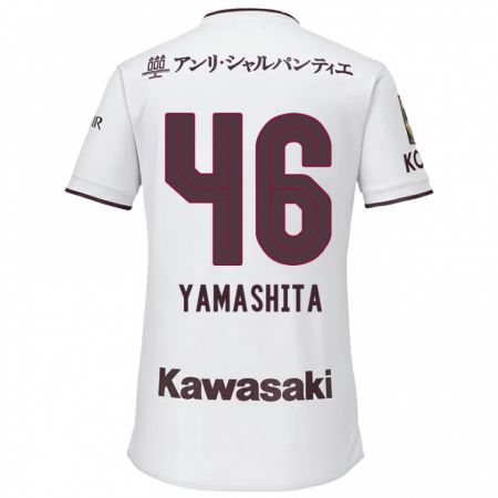 Kandiny Bambino Maglia Hiroto Yamashita #46 Bianco Rosso Kit Gara Away 2024/25 Maglietta