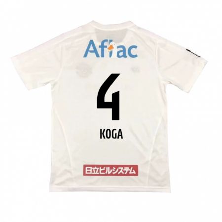 Kandiny Bambino Maglia Taiyo Koga #4 Bianco Nero Kit Gara Away 2024/25 Maglietta