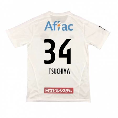 Kandiny Bambino Maglia Takumi Tsuchiya #34 Bianco Nero Kit Gara Away 2024/25 Maglietta