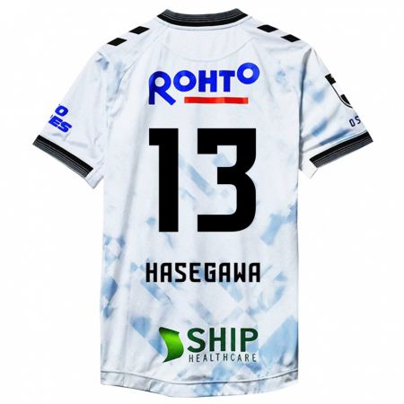 Kandiny Bambino Maglia Kosei Hasegawa #13 Bianco Nero Kit Gara Away 2024/25 Maglietta