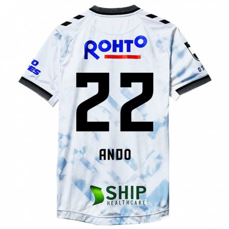 Kandiny Niño Camiseta Rikuto Ando #22 Blanco Negro 2ª Equipación 2024/25 La Camisa