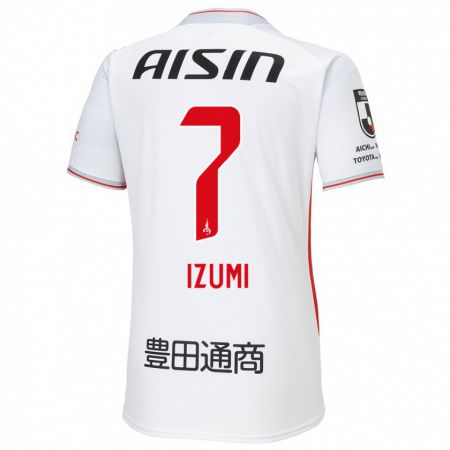 Kandiny Bambino Maglia Ryuji Izumi #7 Bianco Giallo Rosso Kit Gara Away 2024/25 Maglietta